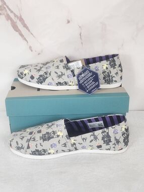 NIB Women’s Toms Alpargata Grey Glow in the Dark Witch Print Slip On